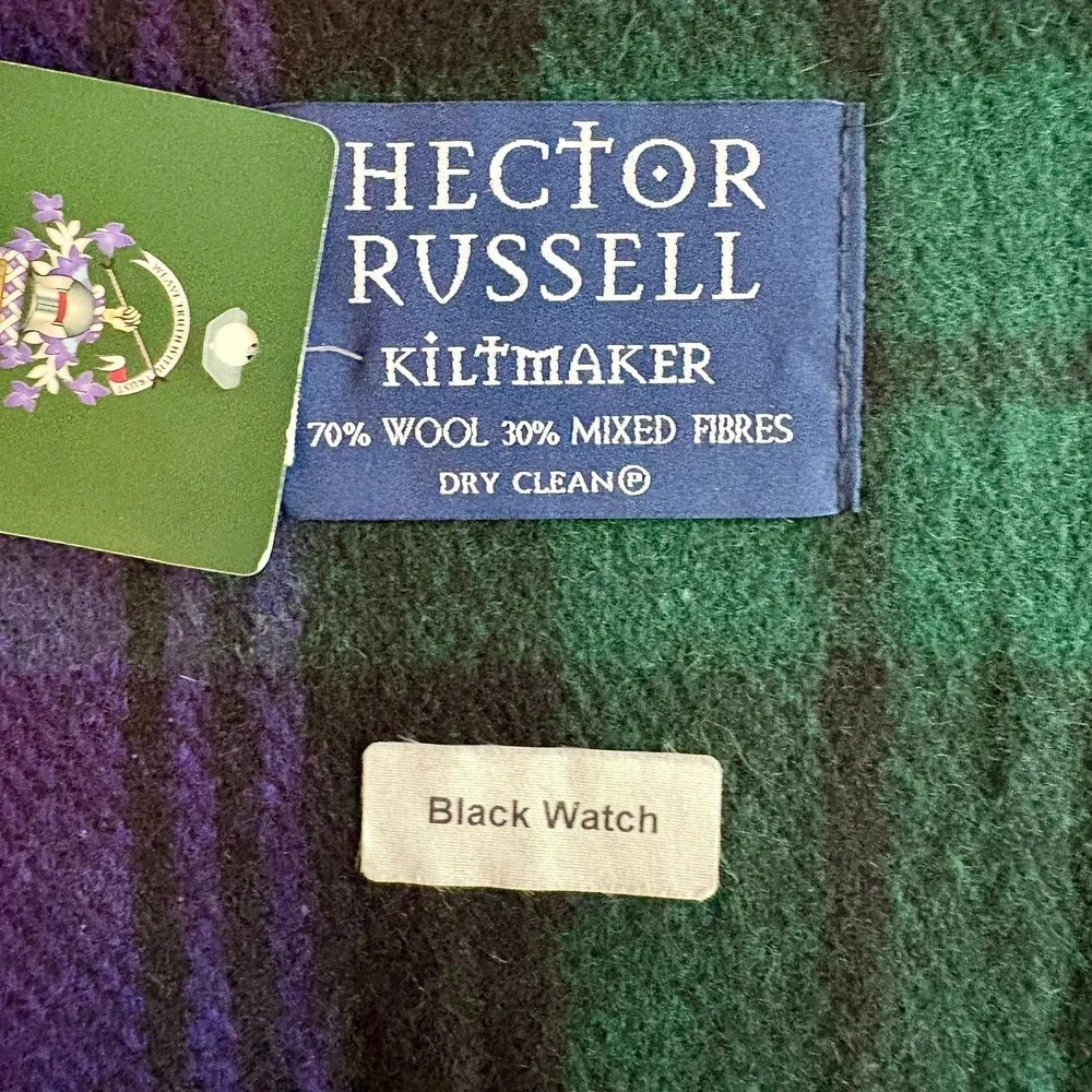 New Hector Russell Black Watch Tartan Wool Blend Throw Blanket 56